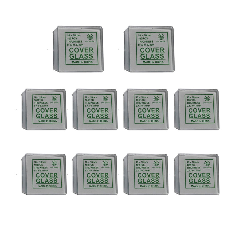 Pack of 1000 glass covers for microscope slides 18 x 18 mm cover glass bowls including 10 boxes x 100 pieces/box