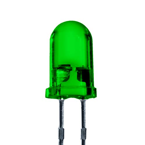 LED 5 mm Color Green 16,0000 mcd 25 Pieces Light Emitting Diode Extra Bright 3 V Green Diode 2 Pin LEDs Housing Diffuse Colored 5 mm - 25 pieces