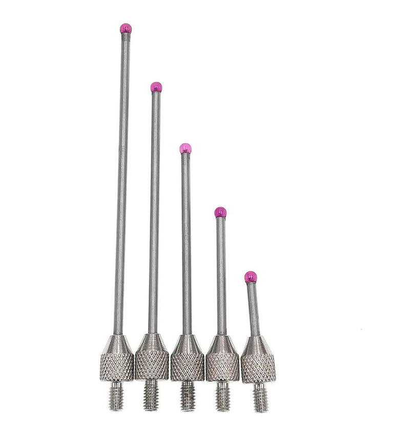 SUXING Measuring inserts for dial indicators, ruby diameter 2 mm, length 10/20/30/40/50 mm, thread M2.5, ruby ball one set (10/20/30/40/50 mm)