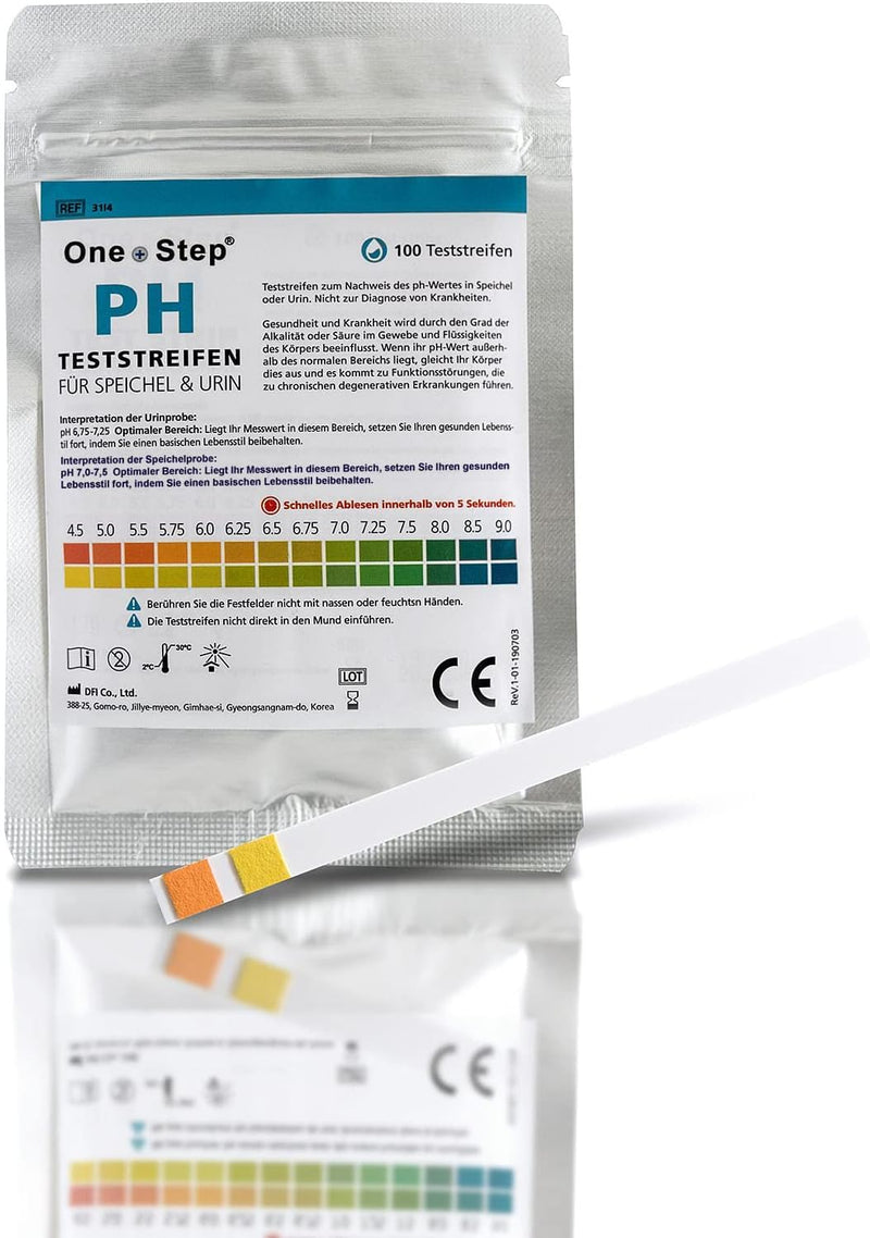 100 One+Step pH test strips for urine AND saliva - pH test - determination of pH value - test strips for hyperacidity of the body - acid base balance - urine test strips