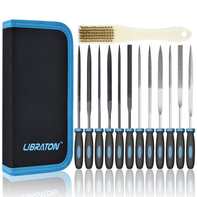LIBRATON needle files, file set, key files, diamond files 13 pieces, wood and metal, mini file set, for workshop, DIY 13 pieces