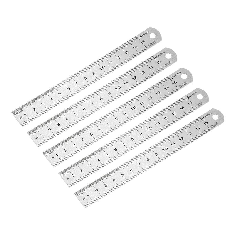 sourcing map 5pcs. Straight Ruler Metric Stainless Steel Measuring Tool with Hanging Hole 15cm 6 Inch