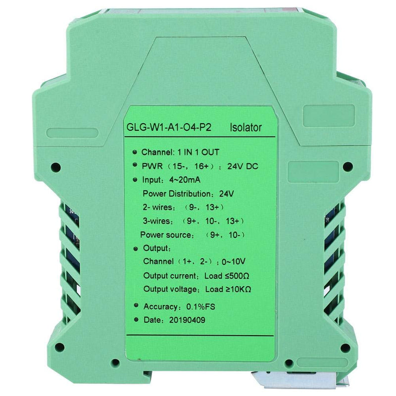 DC signal conditioner, DC 24V D current signal isolator transmitter 4-20 milliamperes PLC detection signal conditioner (1 in 1 out, 4-20mA to 0-10V)