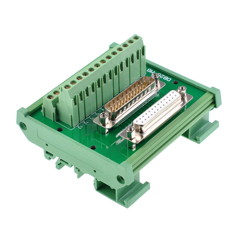 Oiyagai DB25 D-Sub Male & Female Header Breakout Board Terminal Block Connector with high quality PCB carrier, screw terminal and DIN rail mounting interface module