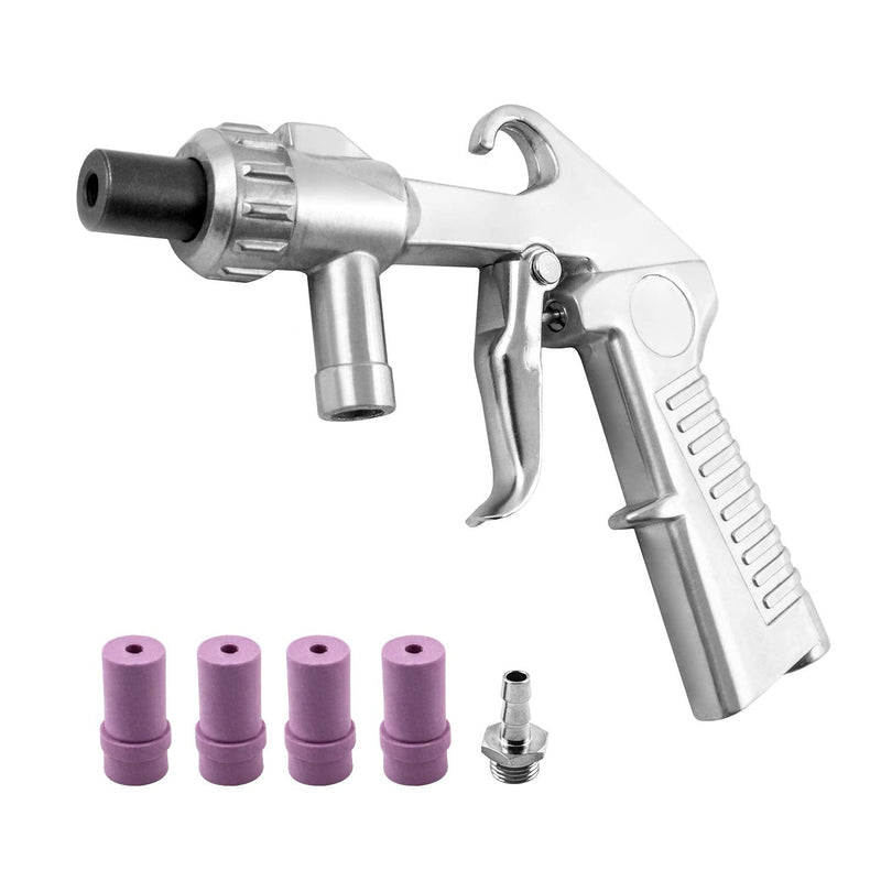 QWORK® sandblasting gun, with 4 ceramic nozzles, for sandblasters. Sandblasting gun + 4 ceramic nozzles