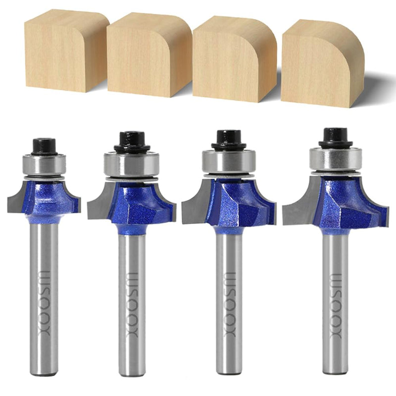 WSOOX 4 piece rounding cutter standard cutter set for wood with 6mm shank, cutter for router set