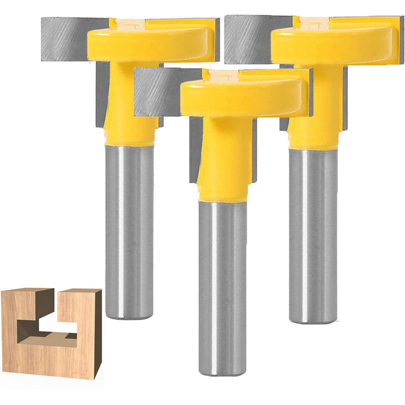 WSOOX 3 pieces T-slot cutter T-slot & T-track slotting cutter router bit set with 8 mm shank