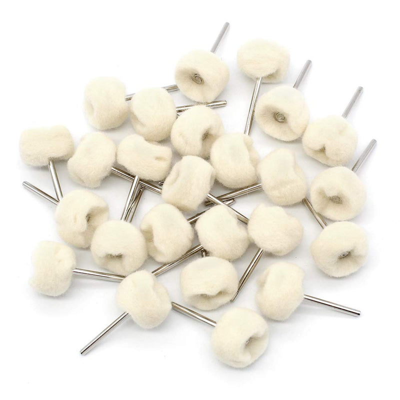 KiKiHong Pack of 25 Wool Polishing Discs with Shaft Soft Polishing Disc for Dremels Rotary Tools
