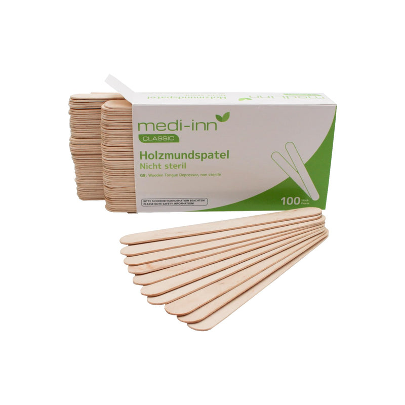 Medi-Inn wooden spatulas, pack of 100, mouth depressors, craft spatulas, size 150 x 18 x 1.5 mm