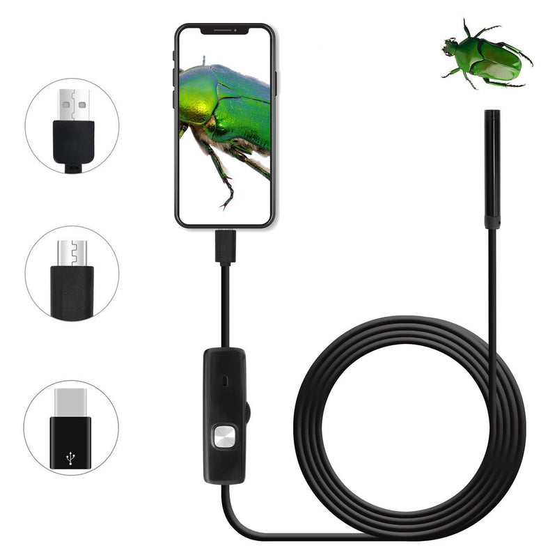 QiCheng&LYS USB Android Endoscope 2.0 Megapixel CMOS HD 2 in 1 Waterproof Endoscope Inspection Camera Rigid Snake Cable for Smartphone Tablet Device (2m) 2m