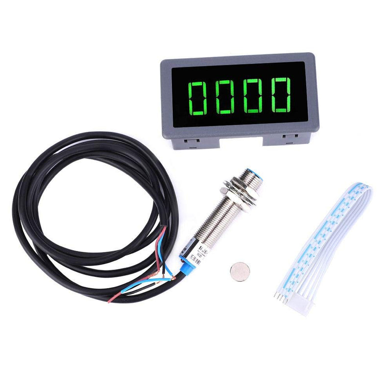 Green LED engine tachometer speed meter + NPN Hall proximity switch sensor (12.00 * 10.00 * 3.00) 12.00 * 10.00 * 3.00