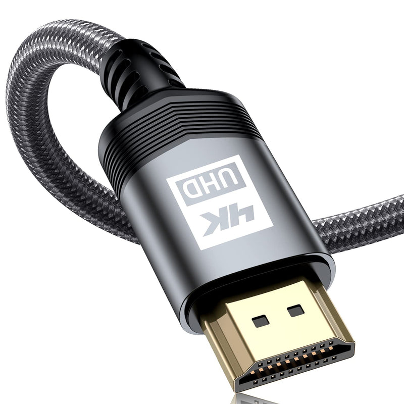 sweguard 4K HDMI cable 2 meters, HDMI 2.0 to HDMI cable 4K@60Hz 18Gbps nylon braided cable, gold-plated connectors with Ethernet/audio return channel, compatible video 4K UHD 2160p, HD 1080p 2m GRAY