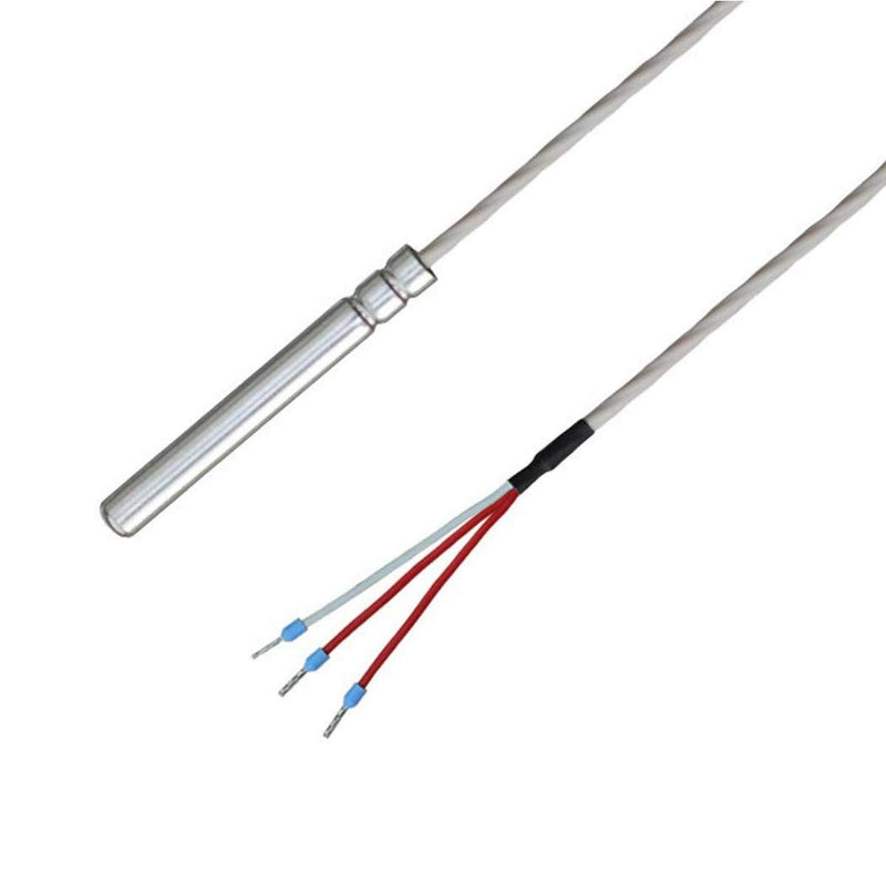 iOVEO 038HT01302 - PT100 cable sensor/temperature sensor with 3-wire Teflon connecting cable (PTFE) up to 250°C, IP67 waterproof, food-safe, 2 meters