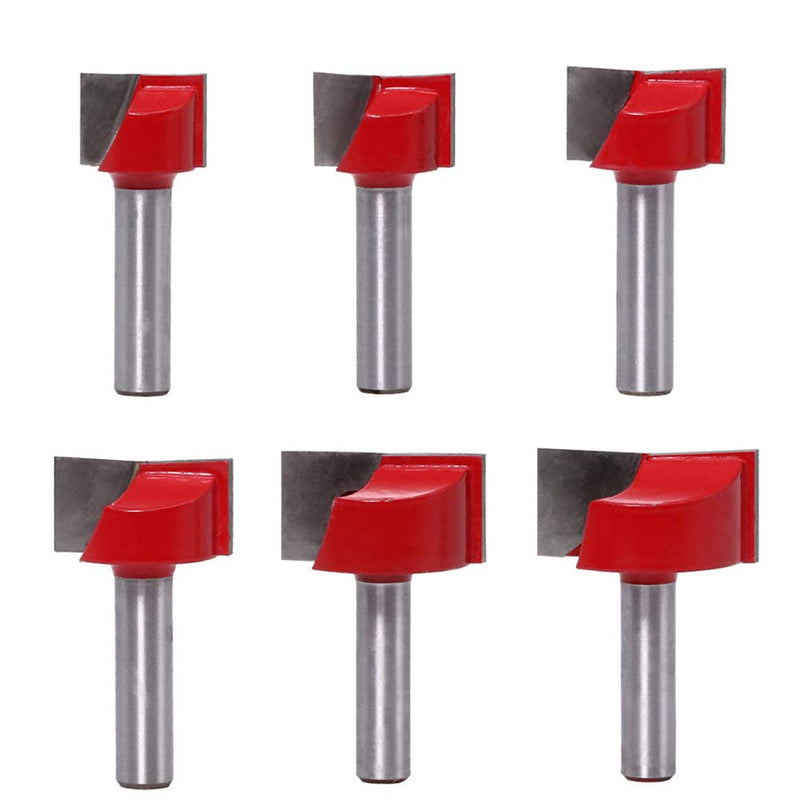 ASNOMY 8mm shank floor cleaning milling cutter set, 6 pieces milling cutter end mill woodworking tool bit, double-edged face milling cutter- 18/20/ 22/25/30/32mm 6pcs-18/20/ 22/25/30/32mm