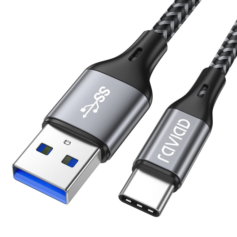 RAVIAD USB Type C Cable, USB C Charging Cable 1M QC 3.0 USB 3.0 Fast Charging and Synchronization USB C Cable Compatible for iPhone 15 Pro Max, Samsung Galaxy S24 S23 S22 S21 S20 Note 10, Huawei P60 Gray