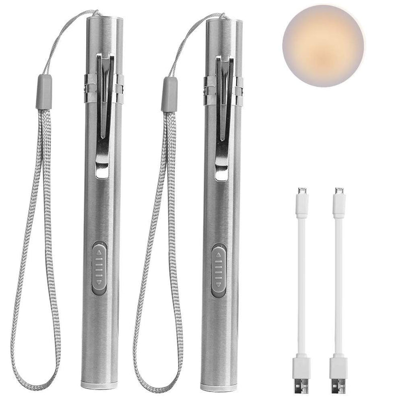 LEAGY Pack of 2 Medical Penlight Pupil Light Diagnostic Light with Pocket Clip Reusable Diagnostic LED Pen Lamp Torch Light Pen for Doctors Nurses Students Pack of 2 Yellow Light
