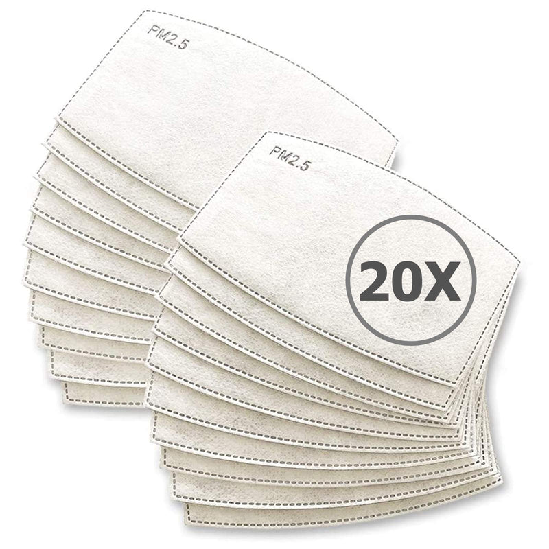 TBOC Disposable Mask Filter - [Pack of 20 Units] Package with Replaceable Filters 5 Face Protection Layers Soft and Sweatproof Material for Adults Children Protection from Harmful Substances Dust