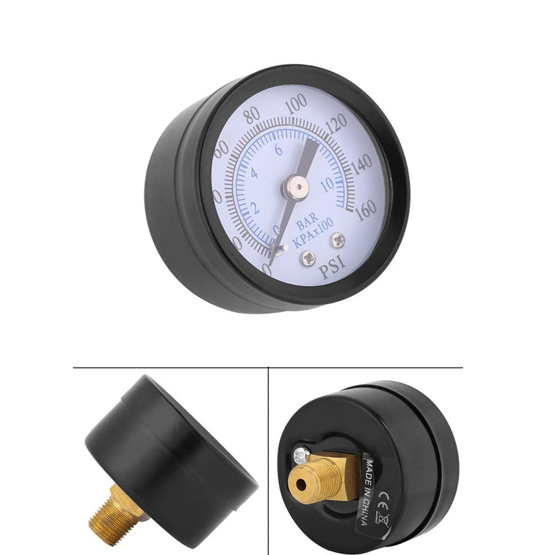 Manometer, 1/8" NTP Pressure Gauge Mini Pressure Gauge for Fuel Air Oil Water 0-160 psi / 0-10 bar 1/8 inch NPT thread