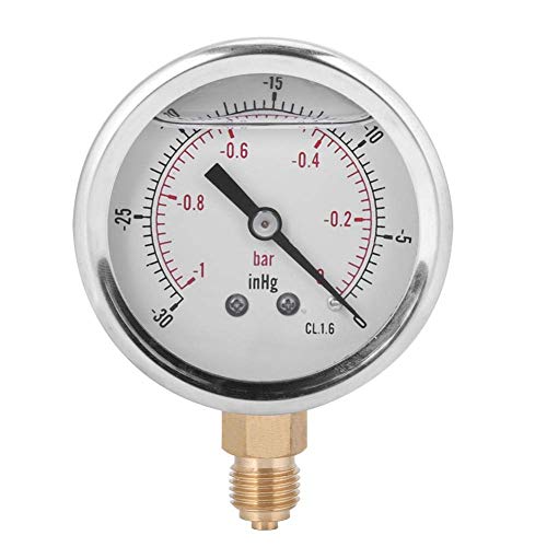 Oil Filled Vacuum Pressure Gauge TS-PGGZ604-0bar 1/4BSP Y60 Radial Oil Filled Vacuum for Petroleum Metallurgy -30-0inhg Vacuum Gauge Oil Gauge