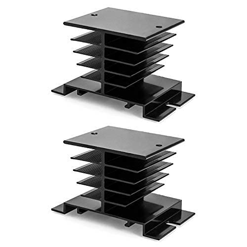 QWORK® Single Phase Aluminum Solid State Relay for SSR-10A, 25A, 40A, Black, Pack of 2 (Pack of 2)