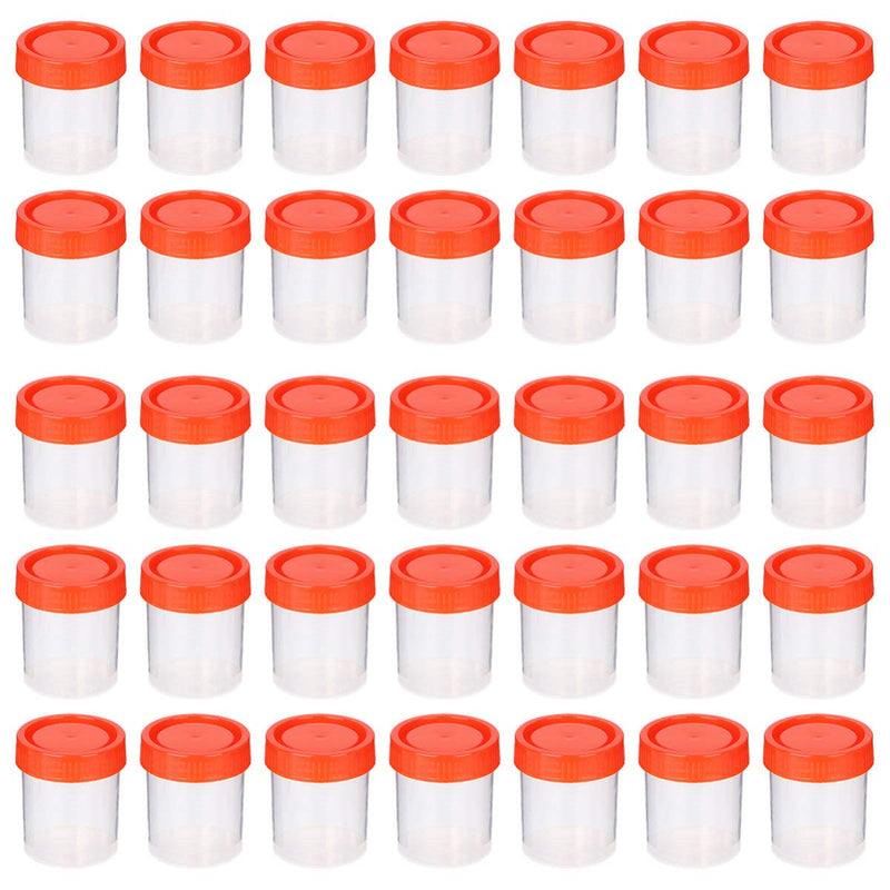 Pack of 50 Sterile Sample Cups with Lids Urine Cups Urine Sample Cups Screw-On Lid Container Transparent Disposable Plastic Measuring Cups 40 ml (Random Color)