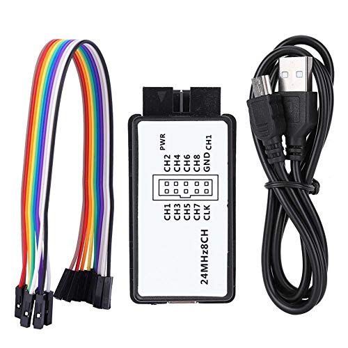 USB Logic Analyzer, USB Logic Analyzer Device Set Mini Digital Pocket Size 8-Channel Input Memory 24MHz
