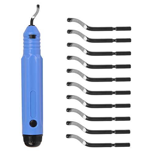 Deburring Tool Universal Hand Deburring Tool with 10 Pieces Replacement Blades Deburring Set for Plastic, Aluminum and Stainless Steel