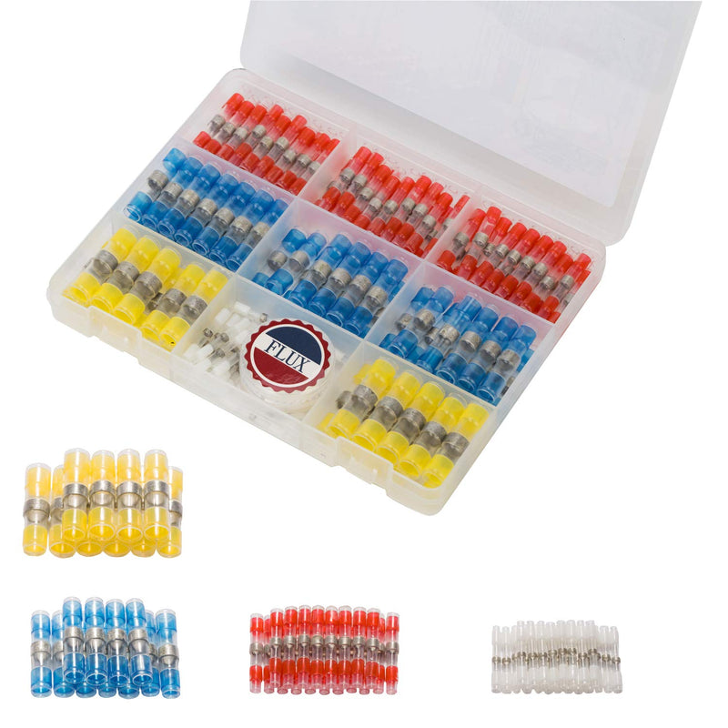 Cable connectors 140 pieces butt connectors, heat shrink connectors, cable lugs, crimp connectors set, heat shrink wire connectors and solder sealing wire connectors