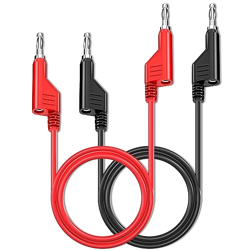 Stackable Banana to Banana Plug Test Lead 1m Red Black | Pack of 2, soft electric test cable wire, 3.3 ft, for multimeter, 1000 V 15 A 3,3ft/1m