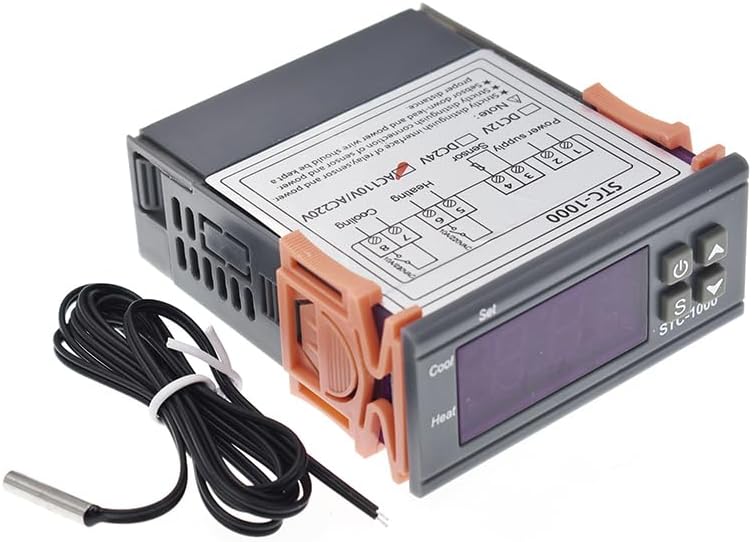 Aideepen STC-1000 DC 12V 10A Digital Thermostat Temperature Controller Thermostat Control Switch 2 Relay Output and NTC 10K Thermistor Sensors Digital Temperature Probe