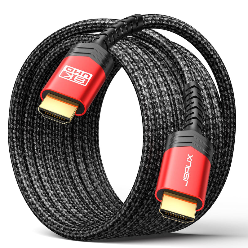 JSAUX 8K HDMI cable 3 meters, 2.1 cable high-speed Ethernet 48Gbps 8K@60Hz, 4K@120Hz, UHD HDR 10+, eARC, Dolby Vision, 3D, VRR, compatible with PS4 Pro, PS5, 8K gaming, TV, Blu-ray player , projector 3M red