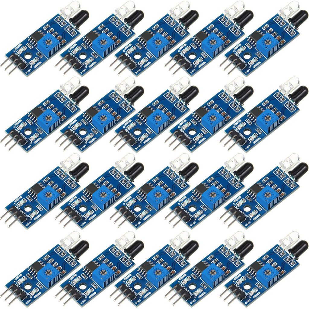 20 Pieces IR Infrared Obstacle Avoidance Sensor Module 3 Wire Reflective Photoelectric Sensor Module Compatible with Arduino Smart Car Robot Raspberry Pi 3