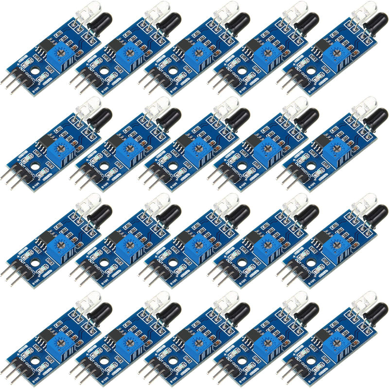 20 Pieces IR Infrared Obstacle Avoidance Sensor Module 3 Wire Reflective Photoelectric Sensor Module Compatible with Arduino Smart Car Robot Raspberry Pi 3