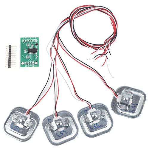 Fafeicy HX711 Module + 4pcs Personal 50kg Half Bridge Strain Gauge Weighting Sensor Set, equipped with three operating modes and two analog channel inputs, 34*34mm sensor size