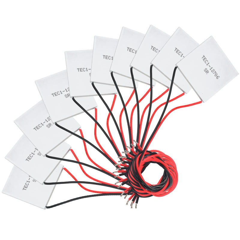 Diymore 10PCS Peltier Module TEC1-12706 Heat Sink Thermoelectric Cooler Peltier Element 12V 6A 60W for Cooling Heating 10 Pieces Peltier Cooling Module