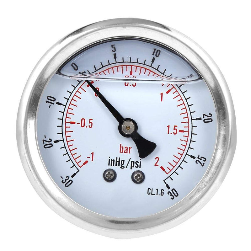 Pressure Gauge 1/4 BSP Oil Filled Pressure Gauge 1-2bar, -30-30inhg/psi, TS-PGGZ60Z4-2bar Y60 Axial Vacuum Pressure Gauge Radial Pressure Gauge