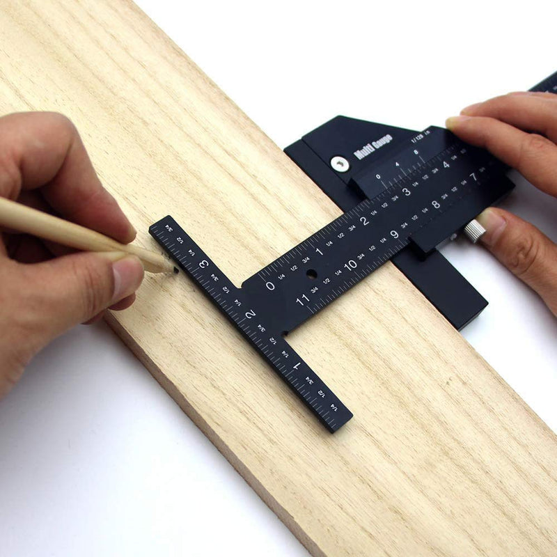 Fafeicy Woodworking T Ruler, 11.8in/30cm Aluminum Alloy Wood Cutter Measure Scribing Ruler, Integrated Locking Device, for Workshop, DIY, Tool Box