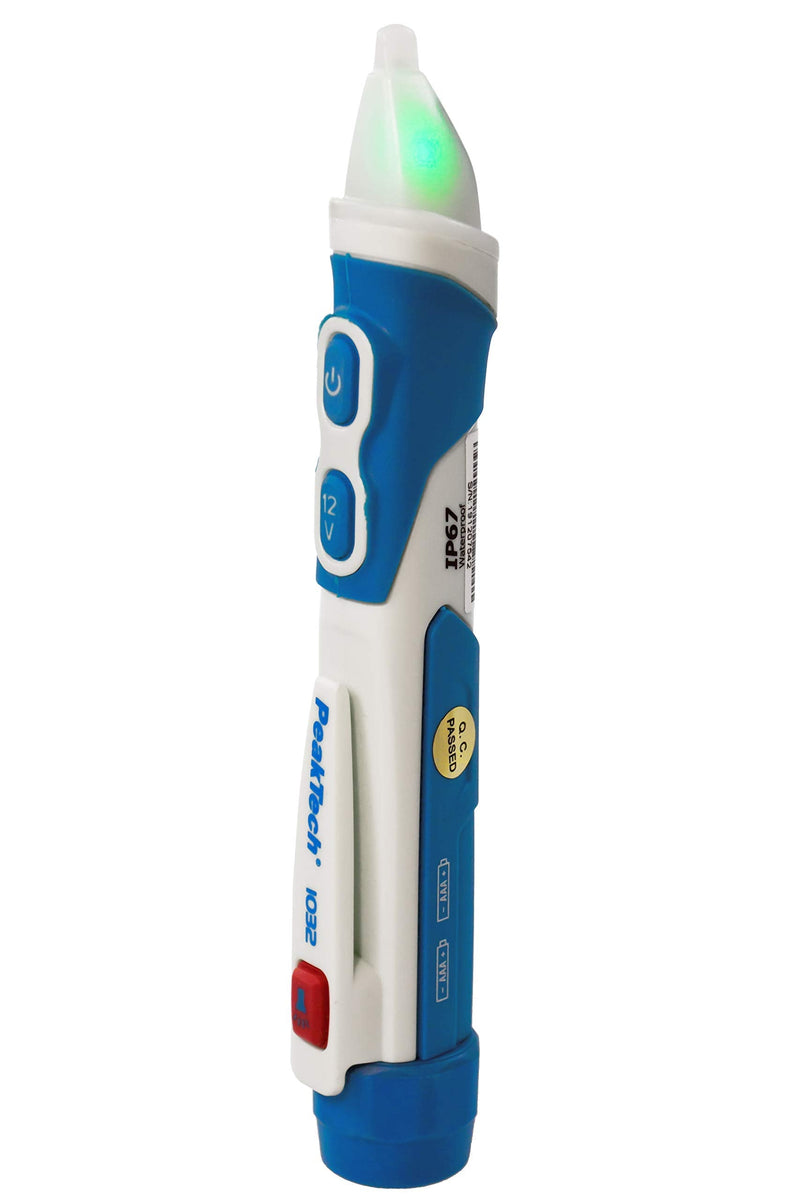 PeakTech 1032 - Contactless AC voltage tester with LED signal lamp & vibration, 12 - 1000 V AC operating range, non-contact voltage tester, current tester, pen multimeter - 160 x 28 mm single