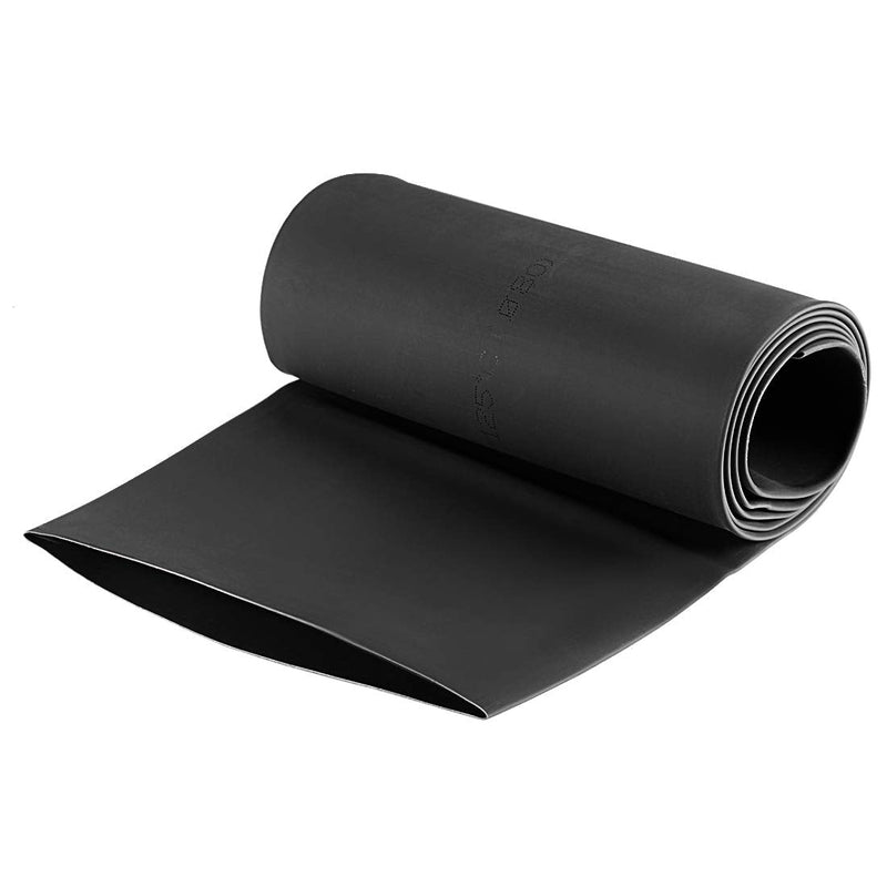 sourcing map heat shrink tubing 80mm dia. 128mm flat width 2:1 ratio cable sleeve 1m black