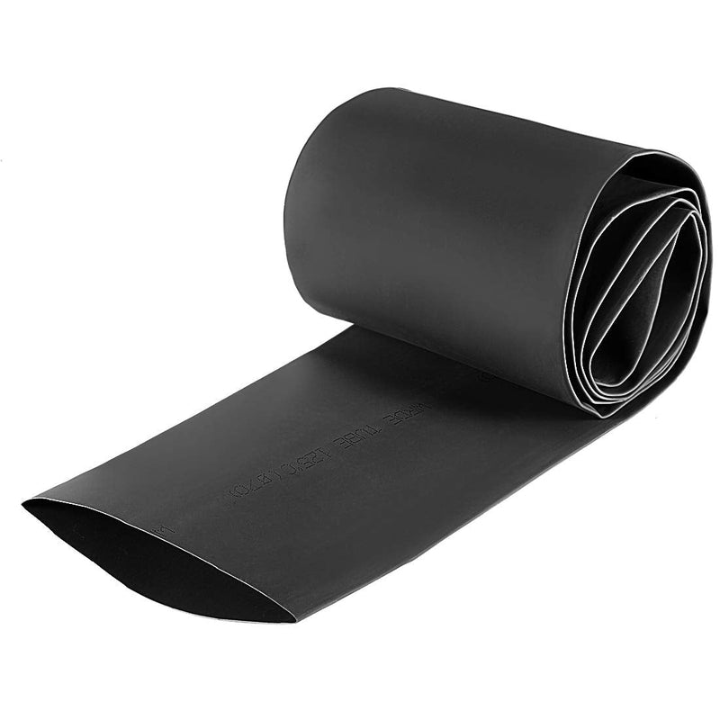 sourcing map heat shrink tubing 70mm dia. 113mm flat width 2:1 ratio cable sleeve 1m black