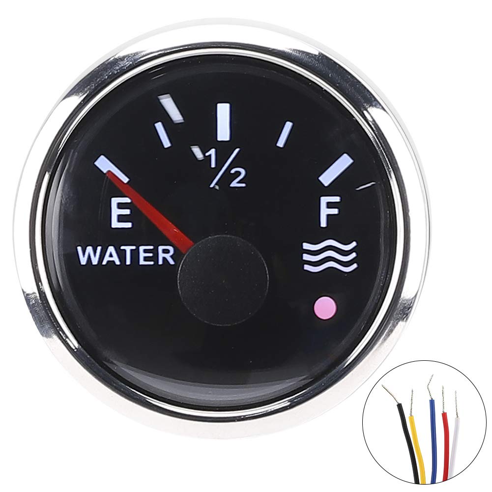 Water tank indicator | 52mm/2" Water Level Indicator 9-30V DC Smart Alarm for Marine Boat RV 0-190 Ohm European Sensor(Black) Black