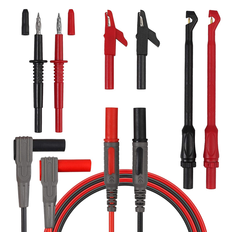 Neoteck Multimeter Test Leads Test Tips Automotive Test Lead Kit with Broken Wire-Free Test Hook Insulation Wire Piercing Clip Test Probe 4mm Socket Automotive Test Leads