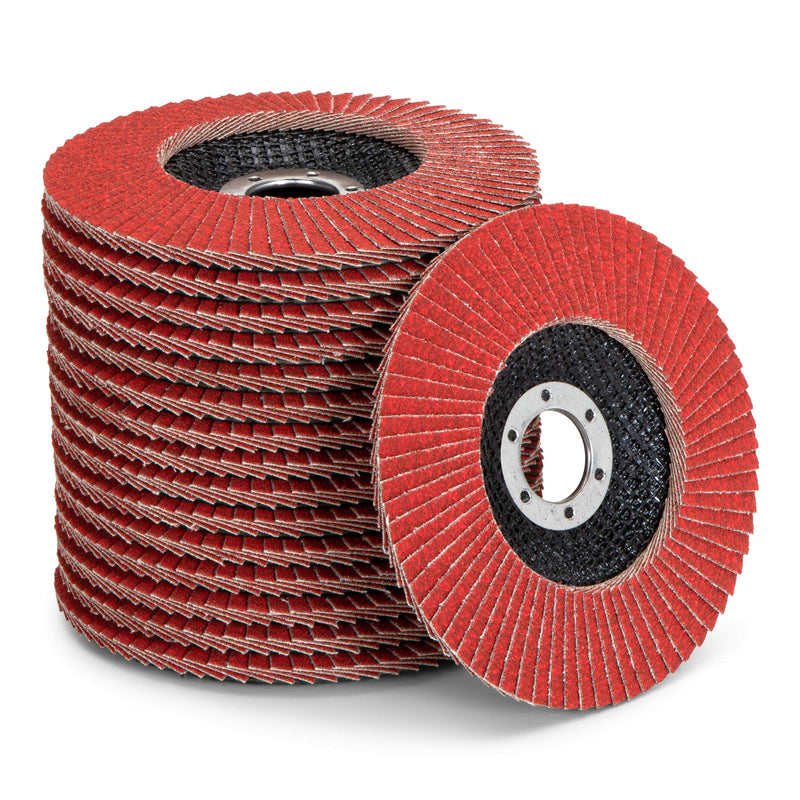 High-performance ceramic flap disc │ red │ 10 pieces │ Ø 125 mm │ grain 120 │ self-sharpening ceramic grain │ grinding disks │ flap disks