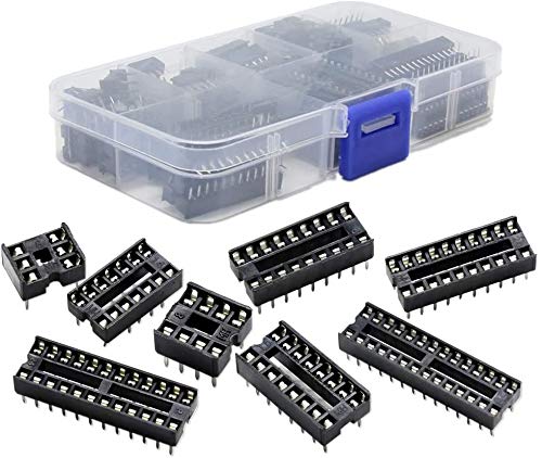 DollaTek 66pcs Dip IC Socket Adapter Solder Socket Kit 6/8/14/16/18/20/24/28 Pins