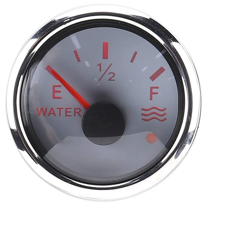 Qiilu Water Level Indicator, 52mm/2 Inch Water Level Indicator 9-30V DC Smart Alarm for Yacht Ship Marine Boat RV 0-190 Ohm European Sensor(White) White