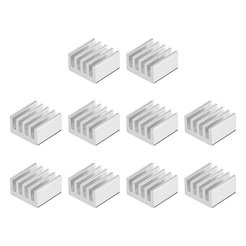 sourcing map 10pcs. 5x9x9mm Silver Aluminum Heatsink Self-adhesive Cooling 3D Printing