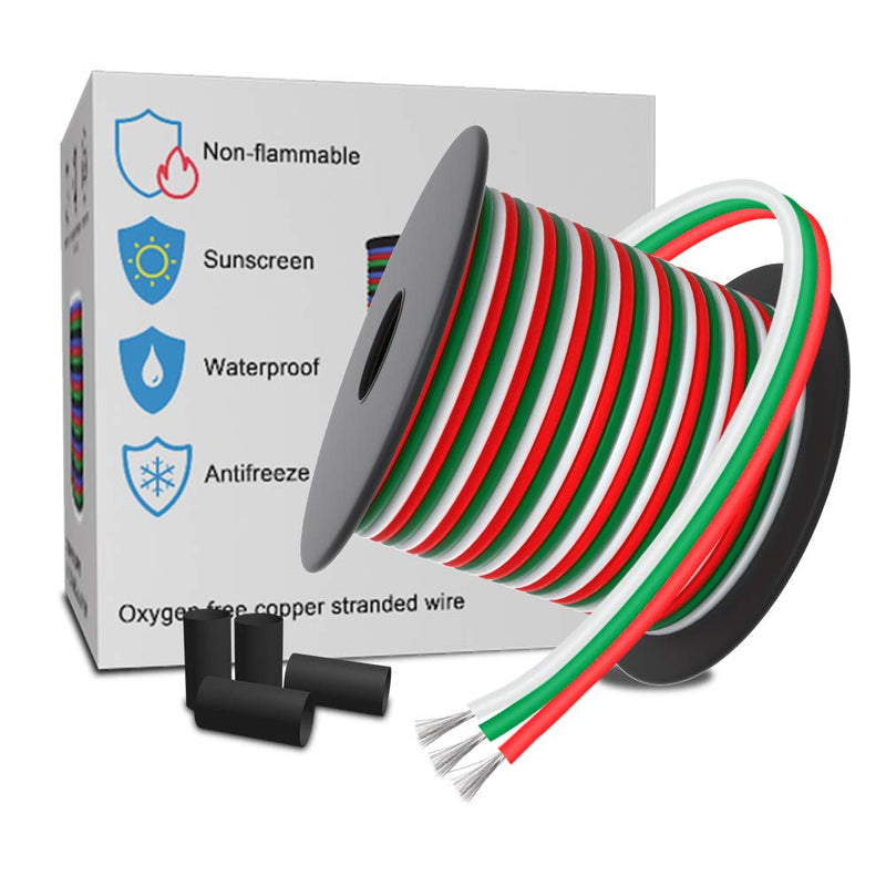 LEADTOPS 3-Pin Conductor Extension Wire 33ft 22 AWG Spur Strand Tinned Copper Cable for 5/12V DC WS2812B WS2811 Dream Color RGB LED Light Strip, 10M Spool