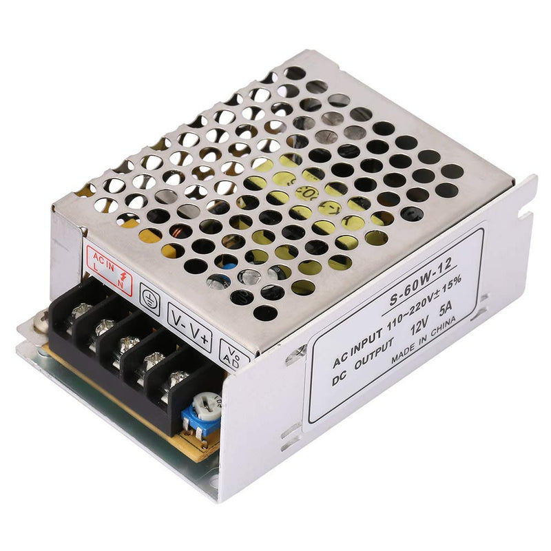 LED power supply 12V 5A AC/DC voltage converter, regulated universal switching power supply 60W for LED screen