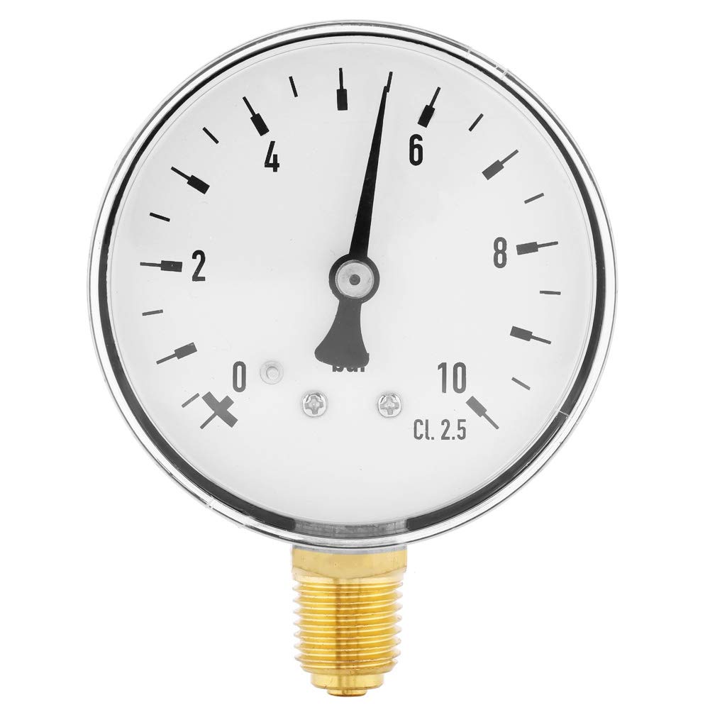 Pressure Gauge, Akozon Air Oil Water Pressure Gauge 1/4 Inch NPT 0-10 Bar Side Mount Thread Connection Pressure Gauge Gauges