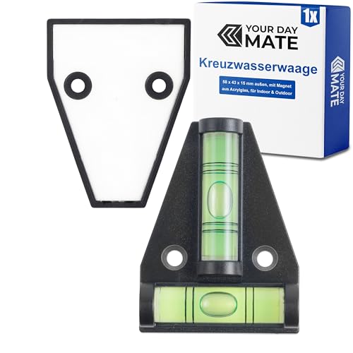 T-spirit Level, 2 Pack, Handy Cross Spirit Level, Small Pyramid Spirit Level, 2-Way Spirit Level for Caravan/Camper Magnetic Black (1 Pack)